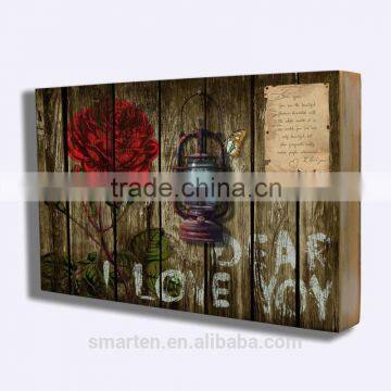 Flower Wood Shabby Chic Painting Art for Hotel Decor photo-2