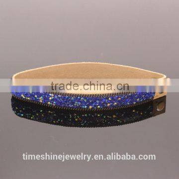 Bling Bling Blue Rhinestone Leather Collar Necklace photo-2