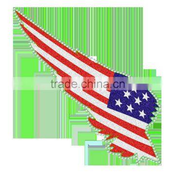 A USA Flag Wing With Hot Fix Glitter and Rhinestone design for clothes