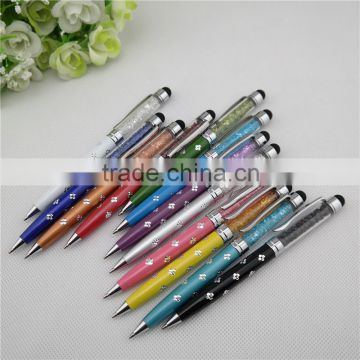 TCR-04 2015 best selling crystal stylus pen with flower , Promotional touch pen