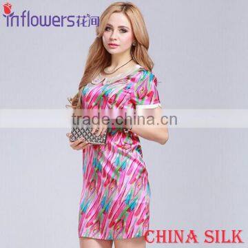 Fashion elegant 2015 summer new women's silk soft chiffon dresses Hangzhou
