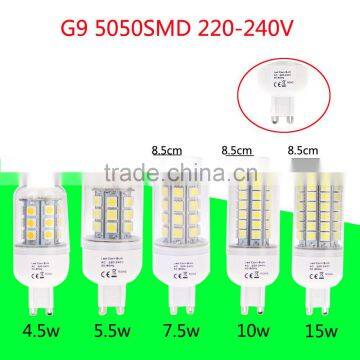 360 Degree G9 4.5W 5.5W 7.5W 10W 15W 5050 SMD LED Corn Bulbs Light Lamp Bulb Energy Saving Warm White & White 220-240V Blub