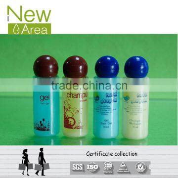 2015 various ball colors cap mini pvc bottle for hotel guest amenities packing