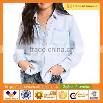 Cool Fashion Design Friendly Bule Color Denim Shirts for Kids