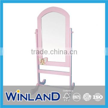 Kids Wooden Pink Fairy Design Standing Mirror