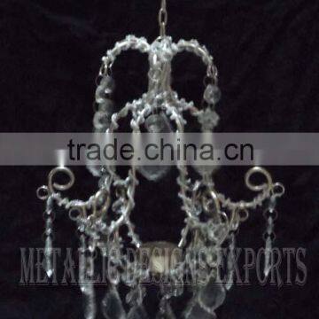 Exclusive Metal Beaded & Crystal Christmas Hanging t-light holder