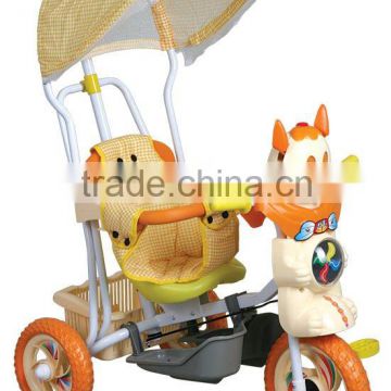 With a head portrait and the cartoon canopies of the children the tricycle and baby tricycle