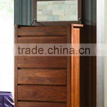 Modern wooden 5 drawer chest with built-in mirror