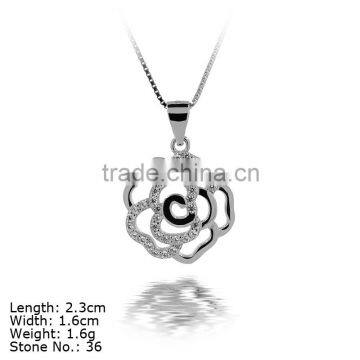 PZA2-S05 in Silver Material Elegant Pendant Necklace Rose Design Pendant