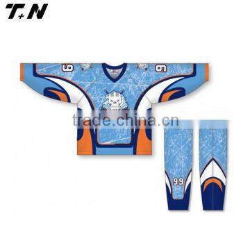 2015 top quality dri fit ice hockey jersey with socks