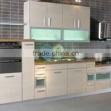 grain wood veneered kitchen cabinet
