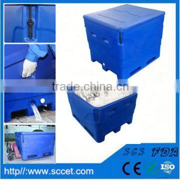 Roto molded plastic insulated box freeze seafood tubs cold fish totes