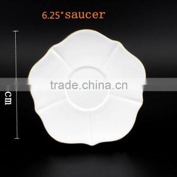 Gold Rim Tea Cup and Saucer 200cc /100cc Flower Shape Ceramic Bone China Cup and Saucer photo-6