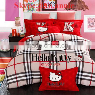 Hello Kitty! cartoon 100% cotton bedding Four-piece suit for home