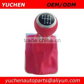 YUCHEN Car Shift Gear Knob Red/Pink/Blue Leather With Chrome Frame For VW Passat B6 CC 3C R36 TDI 2005-2013 Car Styling