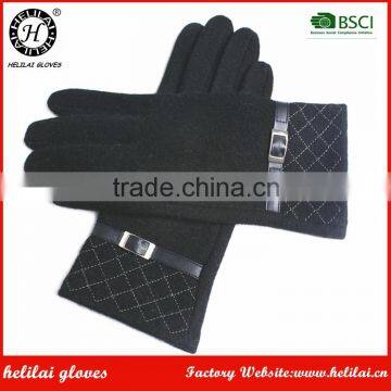 HELILAI Fashion Ladies Wool Gloves Wholesale Ladies Cheap Women Diamond Stitching Wool Gloves