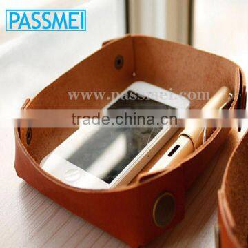 Custom High Quality leather tray Durable leather organizer Leather desk organizer