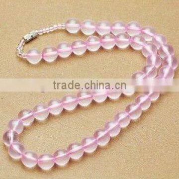 Natural 8mm Equisite Rose Crystal Necklace