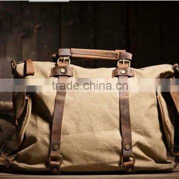 16 inch khaki Canvas Bag messenger bag laptop bag Leather canvas bag School Canvas Bags tote bag