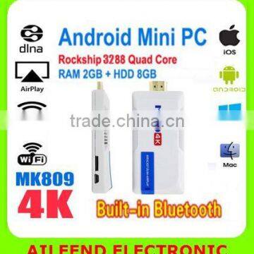 MK809 4K Quad Core RK3288 4K TV Stick , ,Cortex A17 Mali-T764 H.265 Mini PC Android4.4 4K*2K 2G/8G Rk3288 4k Android TV Stick