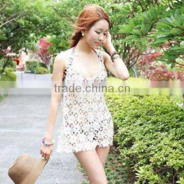 2016 Crochet Hollow Knitting Handmade Bikini Cover Top Blouse Dress photo-4