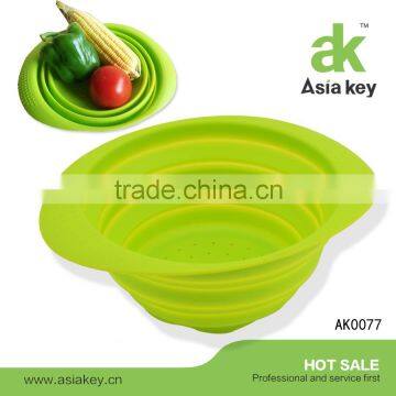 Best For Pasta Fruit And Vegetables Space Saver Foldable Strainer Silicone Colander