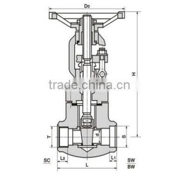 ASTM A105 Forged Steel Thread Gate Valve , NPT Screwed , BW photo-2