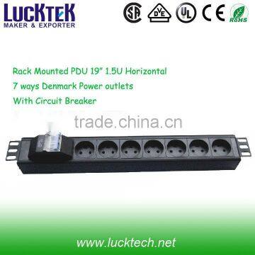 Denmark socket PDU 1.5U with Circuit Breaker