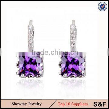 Famous Export YiWu Jewelry CZ Purple Earring Fashion Teen Earrings