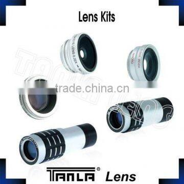 5 in 1 Lens Kit fisheye wide angle 2X /9X /12X telephoto Camera Lens for iphone extra parts camera lens optical lens