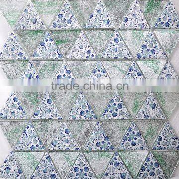 2016 New triangle Painting Flower Glass Mosaic Tile