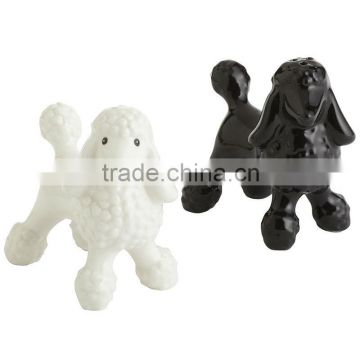 white and black Poodles ceramic salt and pepper shaker