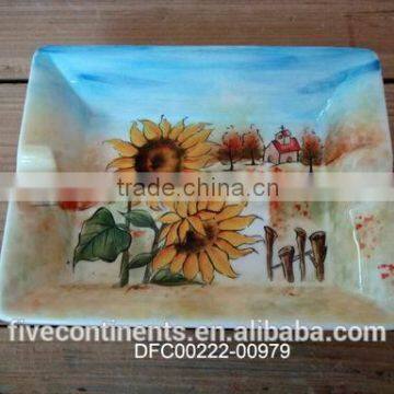 ceramic handpaint sunflower ashtray decorative