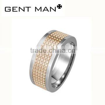 Gold plating jewelry ring Stainless steel men rings etched face