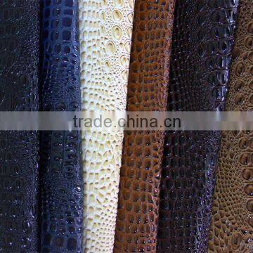 PVC leather for sofa upholstery fabric usage with crocodile emboss