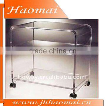 2013 acrylic display cabinet box,acrylic TV table with wheels,bent glass Tv table