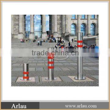 Red Round street warning stainless steel Bollard