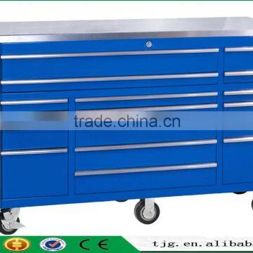 TJG-TC72BU17 72 Inch Steel Trolley Tool Box Roller Cabinet With 17 Drawers