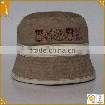 Good quality animal embroidered children bucket hats