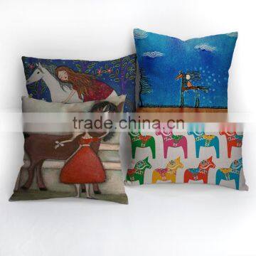 Custom cartoon horse design cushion heat transfer printing pillow case