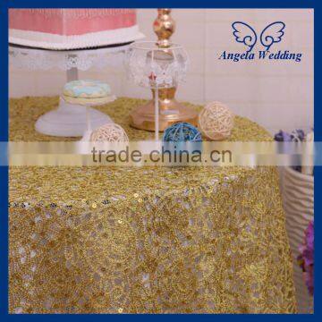 CL057A New amazing 2016 gliter net gold sequin lace table cloth