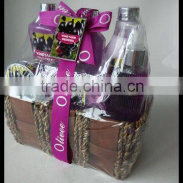 grape berry fragrance whitening moisturizing bath set with sea grass basket