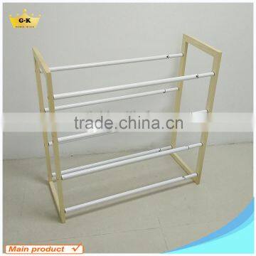 Home Furniture wooden frame Powder Coating Metal shoe rack wholesale shoe shelf