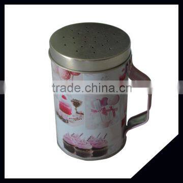 Cylindrical Storage Tin Box With Handle