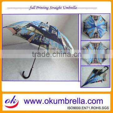 High quality promotional full printing straight umbrella customized