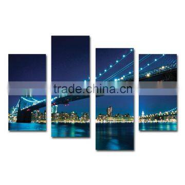 Modern city night with bridge group canvas prints