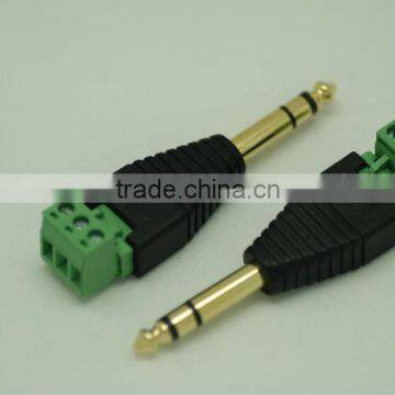 6.35mm 1/4" Stereo Male Plug To Screw Video Balun Terminal Adapter Audio plug Audio connecoter gold plated