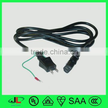 Hot selling black PSE approved 2 pin grounded plug with Rohs Japan Power Extension Cord c13 female plug for ComputerMonitor