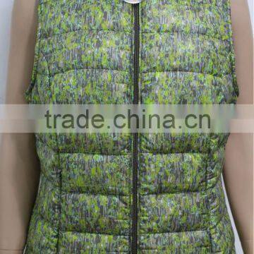 Lady's Sleeveless Green Classic Outdoor Down Vest Jacket