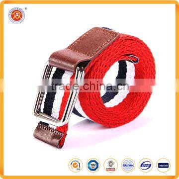 top selling canvas belts causal elastic braided belts with double d-ring on sale